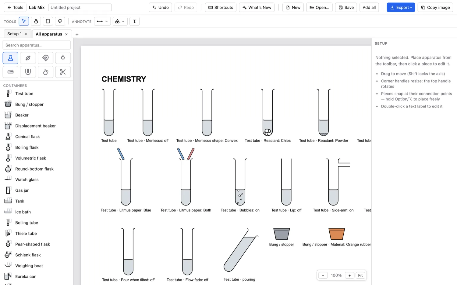 Lab Mix — A library of apparatus, and every piece is adjustable.